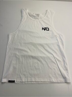 NFQ Never F*cking Quit White Tank Top Black Logo Mens Size Small Gym Athletic